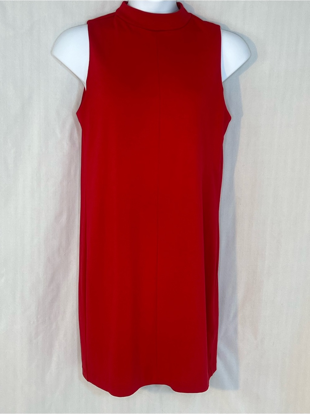 Willi Smith Dress Red A Line Sleeveless Knit Mock Neckline 12👍